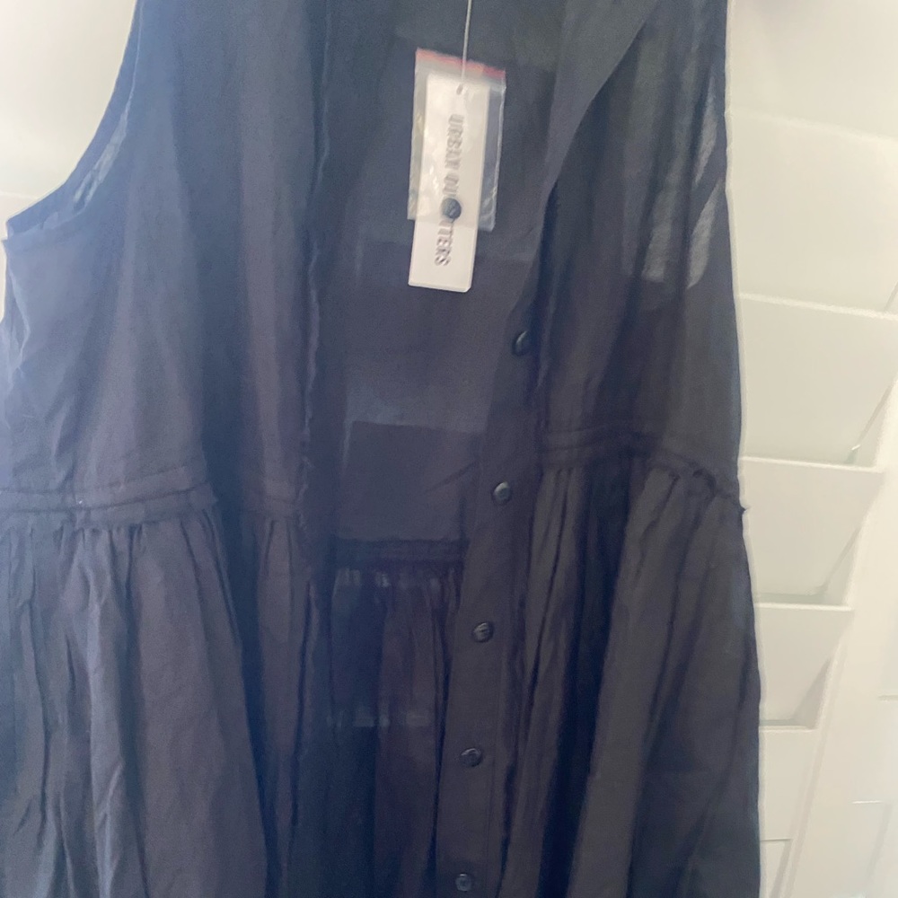 Most flattering urban outfitters black crispy airy cotton babydoll dress !!!!